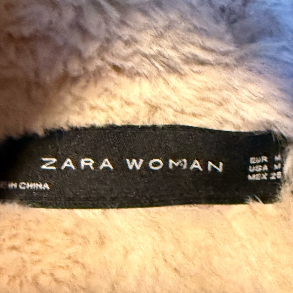 Zara Black Faux Leather Shearling Lined Aviator Jacket - Picture 12 of 12